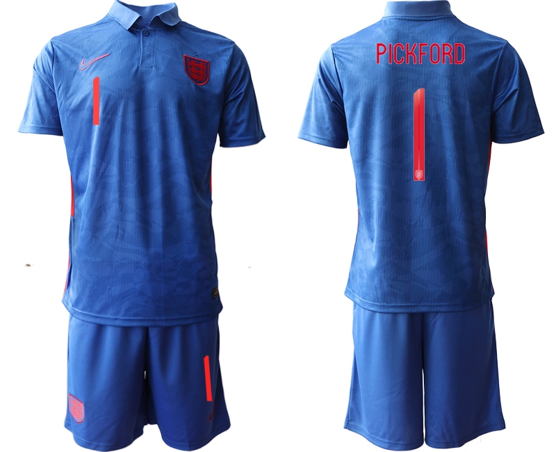 Men 2021 European Cup England away blue #1 Soccer Jersey